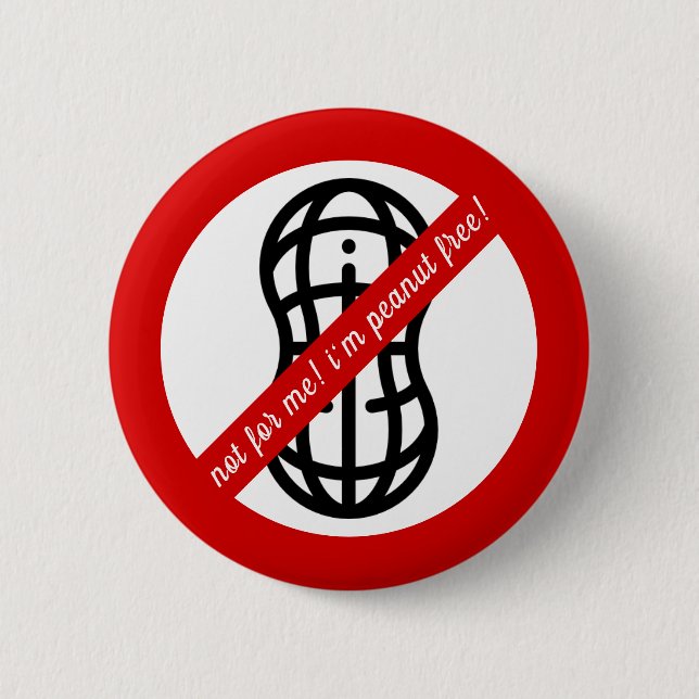 Not for me, i'm peanut free! Kids Allergy Alert 6 Cm Round Badge (Front)