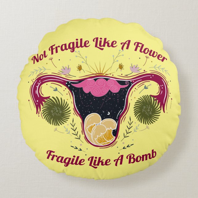 Not Fragile Like A Flower Galaxy Uterus Round Cushion (Front)