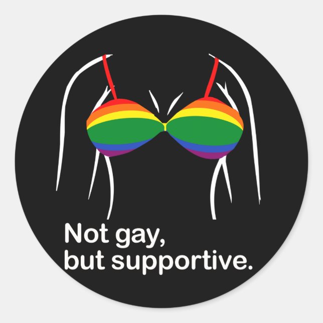 Not gay but supportive bra.png classic round sticker (Front)
