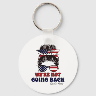 Not Going Back Messy Bun Usa Flag For President 20 Key Ring