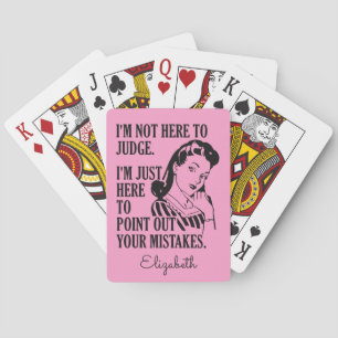 “Not Here To Judge” custom name & colour card deck