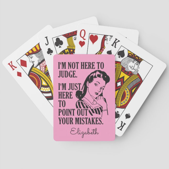 “Not Here To Judge” custom name & colour card deck (Back)