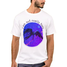 Not Here winged figure flying in space T-Shirt