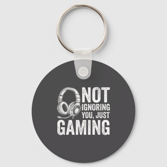 Not Ignoring You Gaming Headset Graphic Video Game Key Ring (Front)