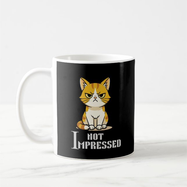 Not Impressed Grumpy Cat Funny Sarcastic Coffee Mug (Left)