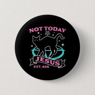 Not Jesus - Black Cat Pastel Goth Devil Halloween 6 Cm Round Badge