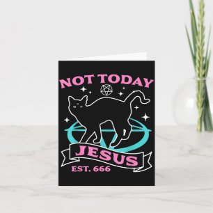 Not Jesus - Black Cat Pastel Goth Devil Halloween Card