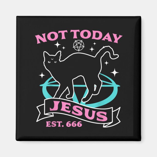 Not Jesus - Black Cat Pastel Goth Devil Halloween Magnet (Front)