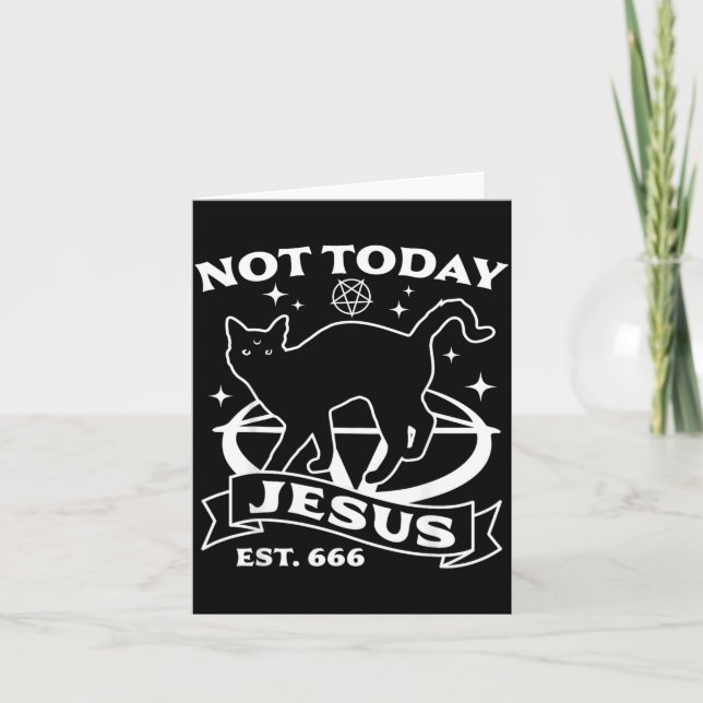 Not Jesus - Black Cat Satanic Devil Halloween Goth Card (Front)