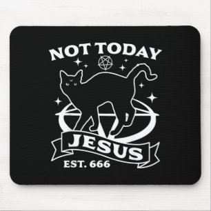 Not Jesus - Black Cat Satanic Devil Halloween Goth Mouse Pad