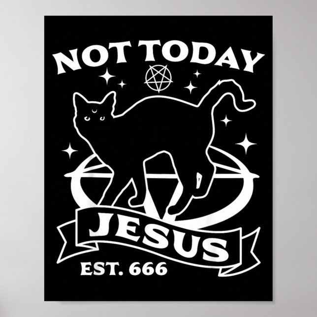 Not Jesus - Black Cat Satanic Devil Halloween Goth Poster (Front)