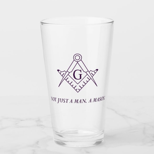 "Not Just A Man. A Mason." Large Drinking Glass (Front)