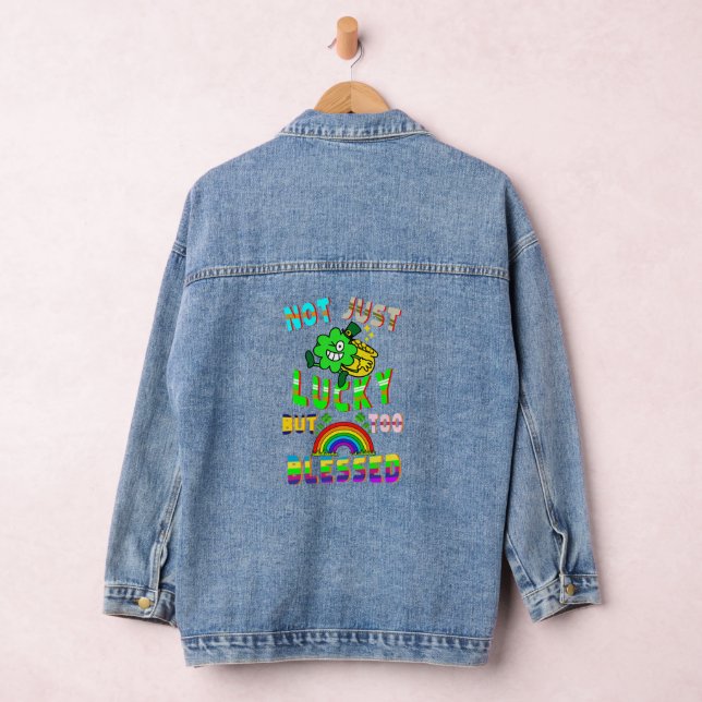 Not Just Lucky But Too Blessed Denim Jacket (Hangar)