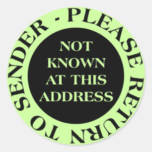 Not Known at this Address - II Pale Green Classic Round Sticker