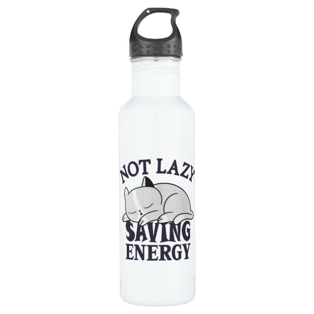 Not lazy, Saving Energy Cat 710 Ml Water Bottle (Front)