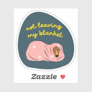 Not leaving my blanket dog illustration navy retro