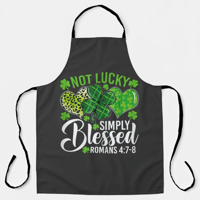 Not Lucky Simply Blessed Christian Apron (Front)