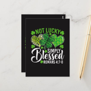 Not Lucky Simply Blessed Christian Postcard
