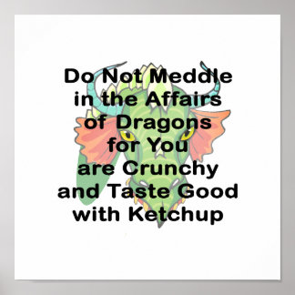 Not meddle black dragon head poster