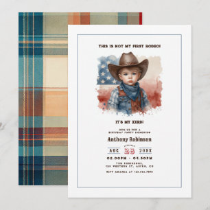 “Not My First Rodeo” Western Cowboy Birthday Invitation