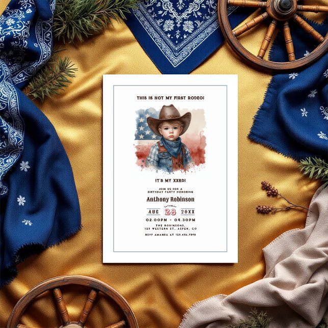 “Not My First Rodeo” Western Cowboy Birthday Invitation (“Not My First Rodeo” Western Cowboy Birthday Invitation)
