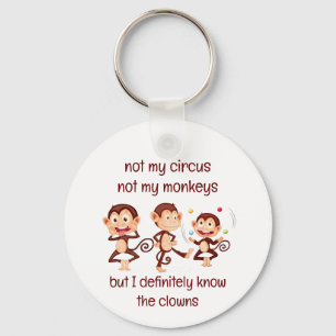 Not my Monkeys Not my Circus Inspirational Quote Key Ring
