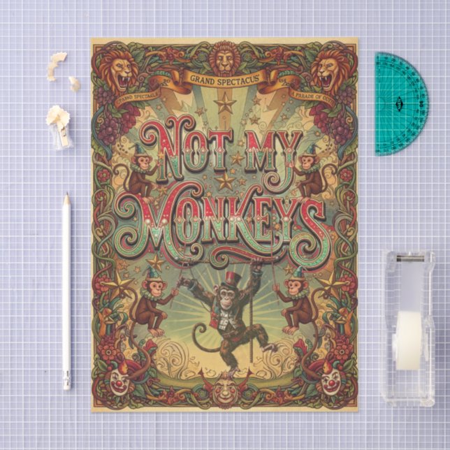 Not My Monkeys! Vintage Circus Extravaganza Tissue Paper (Craft)