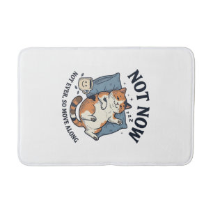 Not Now Lazy Cat Vintage Engraving Funny Cat Desig Bath Mat