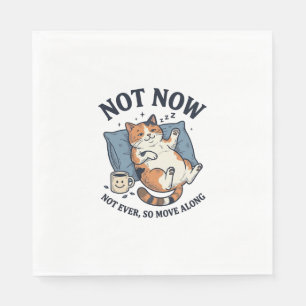 Not Now Lazy Cat Vintage Engraving Funny Cat Desig Napkin