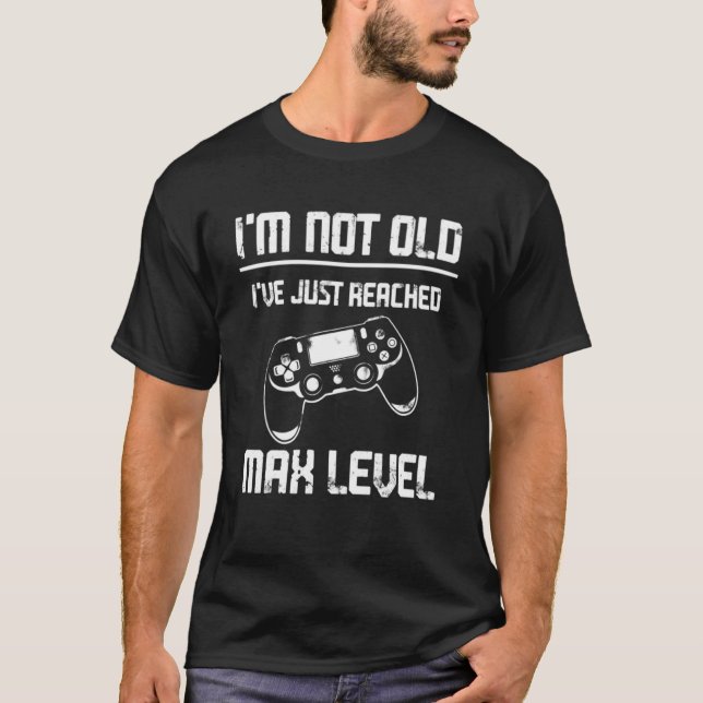 Not Old Reached Max Level Grandpa Video Game Contr T-Shirt (Front)