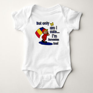 Not only am I cute I'm Romanian too! Baby Bodysuit