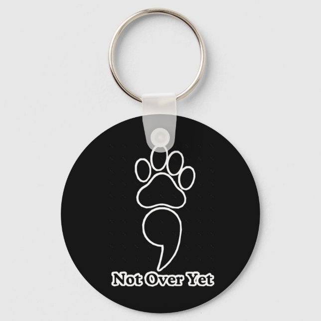 Not Over Yet Paw Print Sticker  Key Ring (Front)
