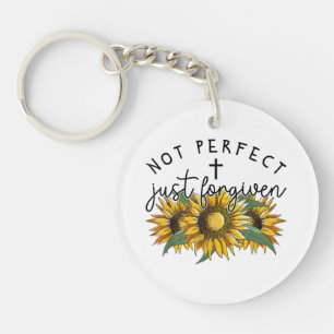 Not Perfect Just Forgiven Sunflower Christian  Key Ring