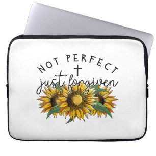 Not Perfect Just Forgiven Sunflower Christian Laptop Sleeve