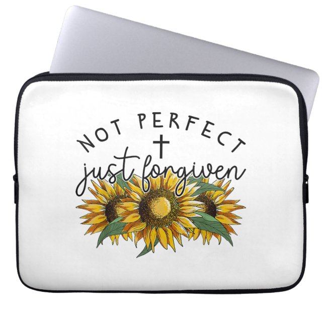 Not Perfect Just Forgiven Sunflower Christian  Laptop Sleeve (Front)