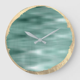 Not Perfect Minimalism Metal Gold Sepia Teal Green Large Clock