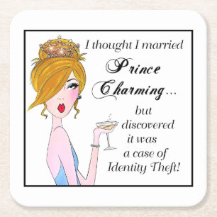 “NOT” Prince Charming Square Paper Coaster
