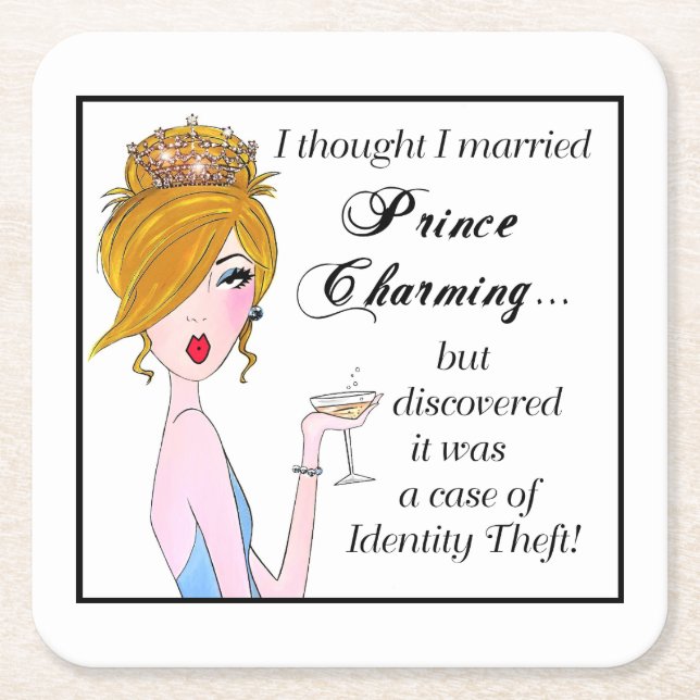 “NOT” Prince Charming Square Paper Coaster (Front)
