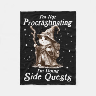 Not procrastinating doing side quests funny cat fleece blanket