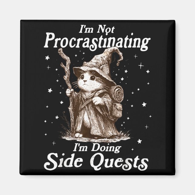 Not procrastinating doing side quests funny cat magnet (Front)