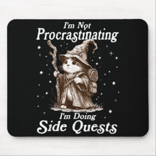 Not procrastinating doing side quests funny cat mouse pad