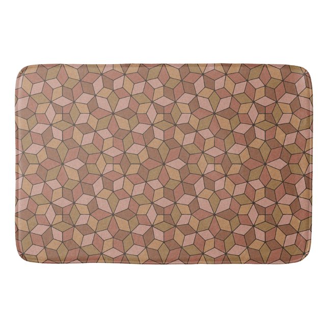 Not-Quite-Penrose Tiles Terra Cotta Large Bath Mat (Front)