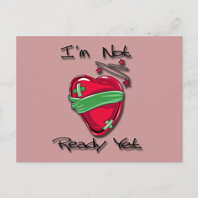 Not Ready Yet Heart blk Postcard (Front)