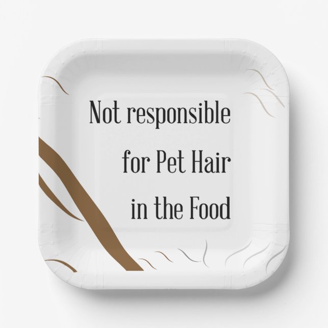 Not Responsible for Pet Hair in the Food Funny Paper Plate (Front)