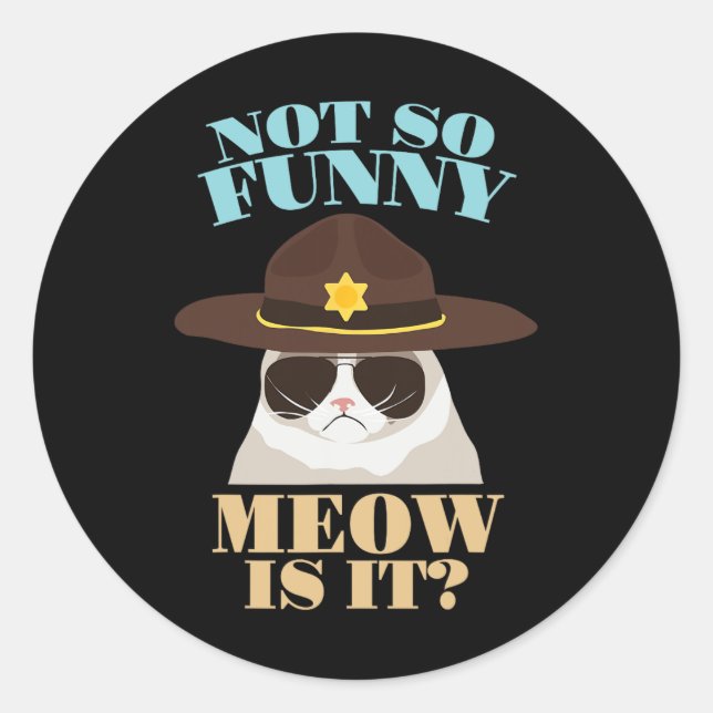 Not So Funny Meow Is It - Funny State Trooper Cat  Classic Round Sticker (Front)
