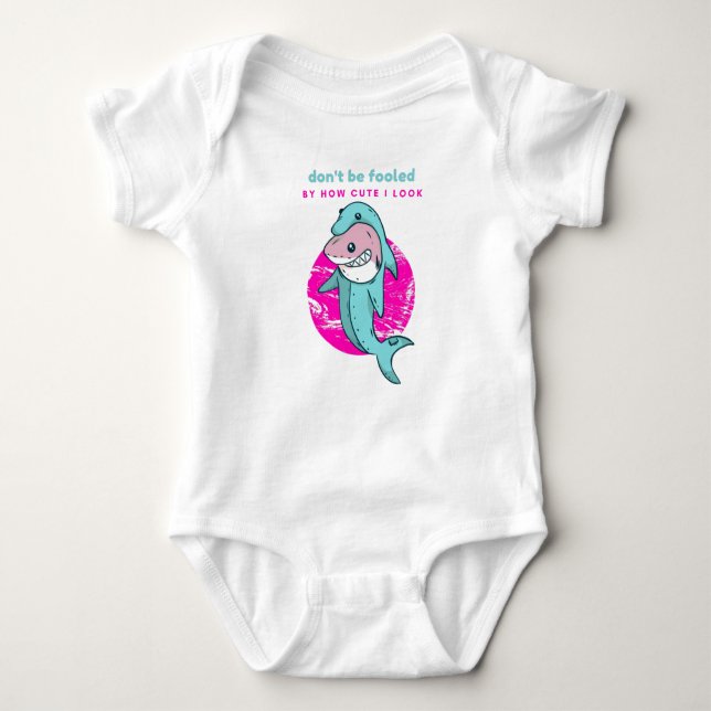 Not So Innocent Shark Dressed As Dolphin Baby Gift Bodysuit (Front)