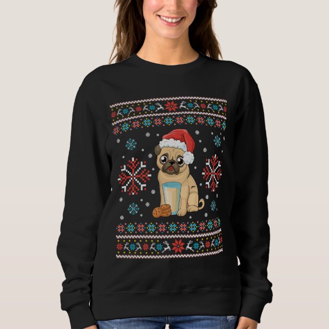 Not so Ugly Christmas Pug Merry Xmas Essential T-S Sweatshirt (Front)