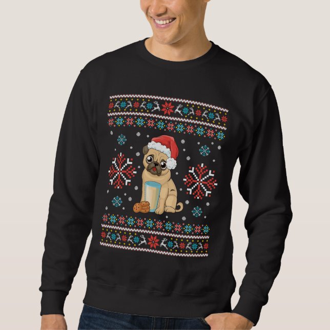 Not so Ugly Christmas Pug Merry Xmas Essential T-S Sweatshirt (Front)