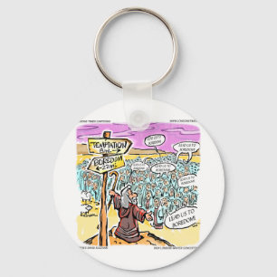 Not To Temptation? Funny Gifts Cards & Tees Key Ring