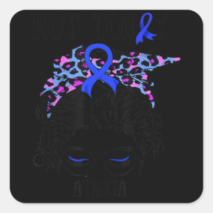 not today ataxia messy bun warrior women girl blue square sticker